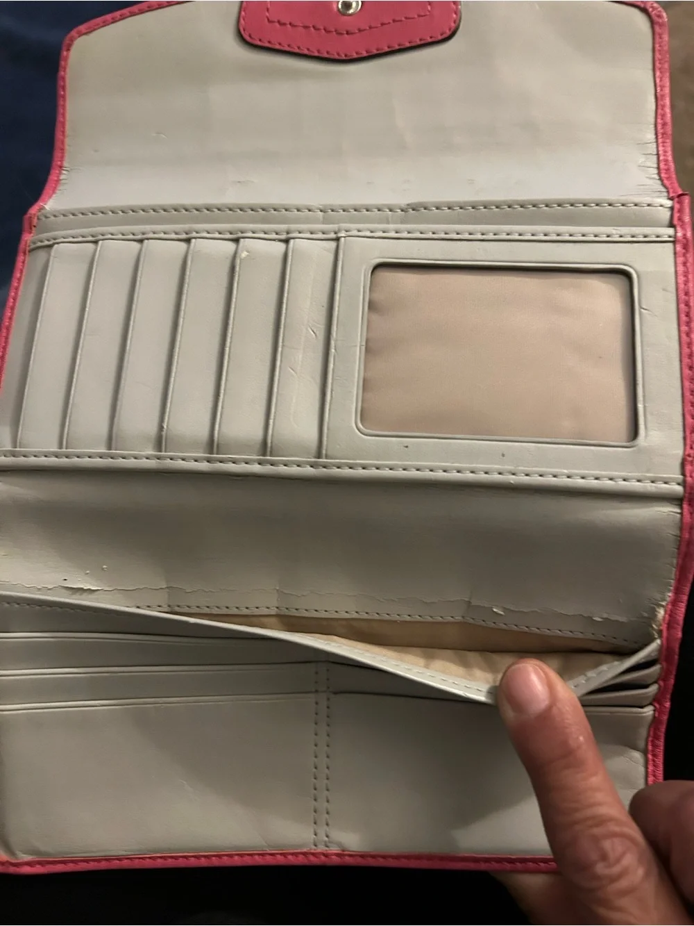 Coach Coral-Pink Leather Continental Wallet with Gold Logo